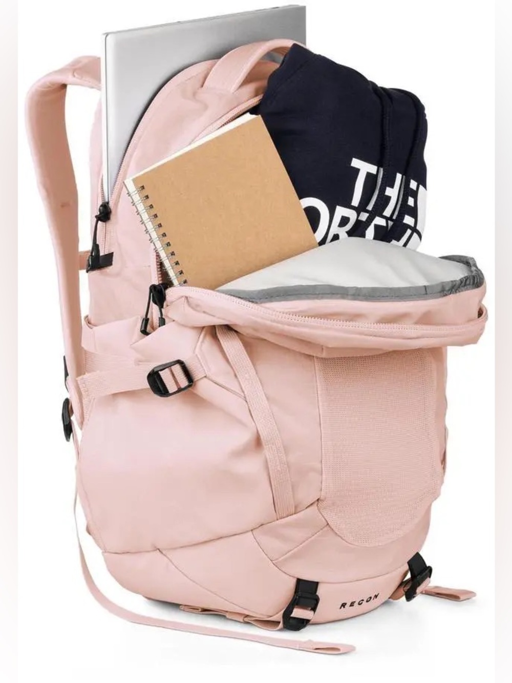NWT The North Face Pink Salt/TNF Black Women's Recon Backpack - Picture 4 of 9